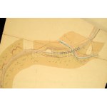 ca 1860 Oravicabánya - Stájerlak (Eisenbahn von Oravitza bis Steierdorf) vasútvonal kézzel rajzolt hosszelvénye...
