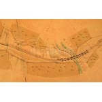 ca 1860 Oravicabánya - Stájerlak (Eisenbahn von Oravitza bis Steierdorf) vasútvonal kézzel rajzolt hosszelvénye...