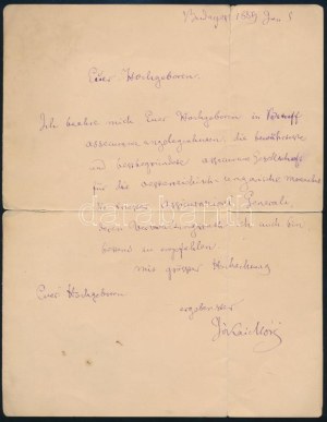 1889 Jókai Mór (1825-1904) író autográf levele német nyelven 