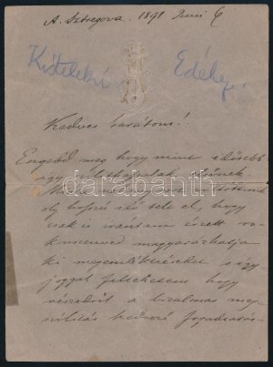 1891 Alsósztregovai és kiskelecsényi Madách Aladár József Imre (1848-1908.) költő, író...