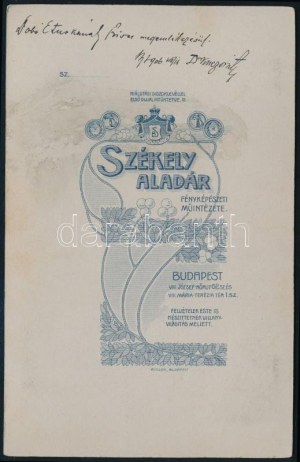 1906 Dr. Knezovits Adolf (1870-1922) ügyvéd portréja, a hátoldalon saját kezű dedikációjával (,...