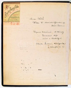 1906-1909 Hoffmann és Vastagh Műkereskedés pénztárkönyve, a Hoffmann Alfréd, Hoffmann Béla és Vastagh Gyula (1866-1949...