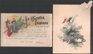 cca 1909 Pueblai francia kolonia meghívója nemzeti ünnep alkalmából, spanyol nyelven, 1 sztl. lev., 14x22 cm ...