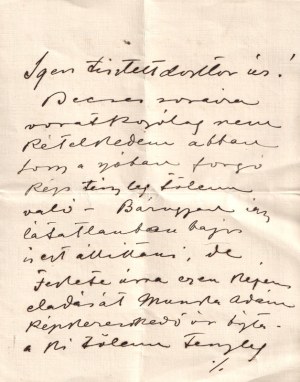 [Kézirat] Feszty Árpád (1856-1914) festőművész autográf levele ismeretlennek (1910 körül). Kelt: Budapesten, 1910 körül...