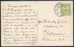 1914 Cholnoky Jenő (1870-1950) földrajztudós által feleségének írt autográf képeslap, aláírásával, dátumozva (1914. XII...