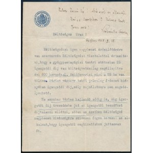 1918 Prohászka Ottokár (1858-1927) püspök kézzel írt sorai Vértes O...