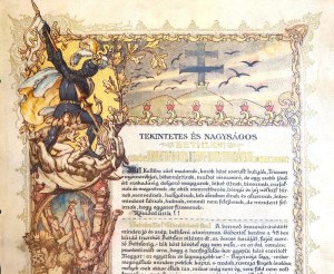 [Díszoklevél] Gróf Bethlen István országgyűlési képviselő Trianon utáni politikai szerepvállalását magasztaló...