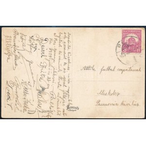 1929. jún. 22. Pécs, a Pécs-Baranya FC levelezőlapja a Miskolci Attila FC futballcsapatának: ,,Sorsdöntő, küzdelmes...