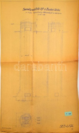 1931 Bp., a Budai Várban építendő személyszállító lift és páternoszter tervrajzai...