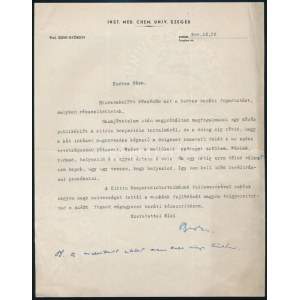 1936 Szent-Györgyi Albert (1893-1986) Nobel-díjas orvos, biokémikus gépelt levele...