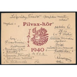 1940 Remsey [Jenő] György (1885-1980)festőművész, grafikus, lapszerkesztő, író autográf sorai, aláírásával a Pilvax...