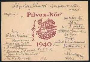 1940 Remsey [Jenő] György (1885-1980)festőművész, grafikus, lapszerkesztő, író autográf sorai, aláírásával a Pilvax...