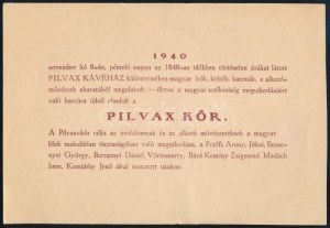 1940 Remsey [Jenő] György (1885-1980)festőművész, grafikus, lapszerkesztő, író autográf sorai, aláírásával a Pilvax...