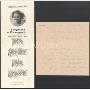 cca 1940-1944 Kolozsvár, Rácz Vali (1911-1997) színész és énekesnő saját kézzel írt levele, Rácz Vali aláírással...