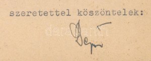 1943 Bozzai Bozzay Dezső, a Napkelet Könyvkiadó vezetőjének gépelt levelezőlapja, autográf aláírásával Légrády Sándor ...