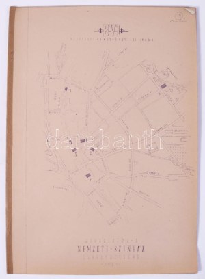 1951 A Nemzeti Színház javaslatok a színház elhelyezésére. 6 db helyszín vizsgálata. Gebhardt Béla (1901-1990) munkája...