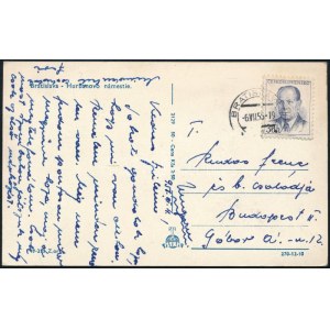 1955 Pozsony, Rudas Ferenc (1921-2016) válogatott labdarúgó, az FTC játékosának saját kezűleg megírt...