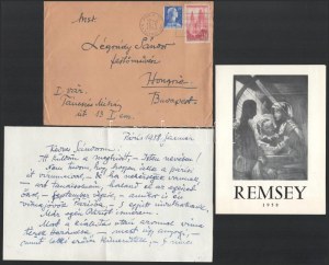 1958 Remsey Jenő György (1885-1980) festőművész, grafikus autográf levele, borítékkal Légrády Sándor (1906-1987...
