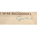 1948 Emléklap a Margit híd újjáépítésében való részvételért, Kismarty-Lechner Loránd (1883-1963) építész, Kismarty...
