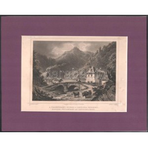 1853 Ludwig Rohbock (1820-1883) - A. Fesca: A Verestorony-szoros (Erdély) a Lotriora pataknál, acélmetszet...