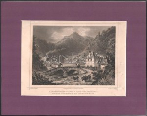 1853 Ludwig Rohbock (1820-1883) - A. Fesca: A Verestorony-szoros (Erdély) a Lotriora pataknál, acélmetszet...