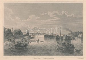 1853 Ludwig Rohbock (1820-1883) - J. Umbach: Óbuda s a hajómalmok, acélmetszet, jelzett a metszeten, jó állapotban...