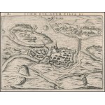 Győr (Raab) korabeli, madártávlati, rézmetszetű ábrázolása. Megjelent: Petrus Bertius...