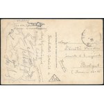 1938 Reims, a magyar labdarúgó-válogatott játékosai által aláírt képeslap, összesen kb. 20 db aláírással, köztük Toldi ...
