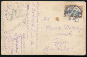 cca 1920 Bp., az FTC és az MTK kombinált csapatának játékosai által aláírt képeslap: Schlosser Imre, Schaffer Alfréd...