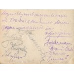cca 1920 Bp., az FTC és az MTK kombinált csapatának játékosai által aláírt képeslap: Schlosser Imre, Schaffer Alfréd...