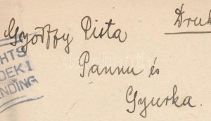 1929 Győrffy István néprajzkutató és felesége Anna által aláírt képeslap