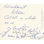 1975 Vízilabdázók által aláírt képeslap: Csapó Gábor, Konrád Ferenc, Horkai György, stb.