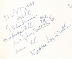 1993 Balatonszárszó, az I. Szárszói Találkozón részt vevő értelmiségiek által aláírt 2 db képeslap...