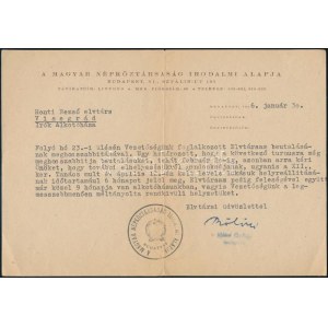 1956 Bp., Bölöni György Kossuth-díjas író által aláírt levél