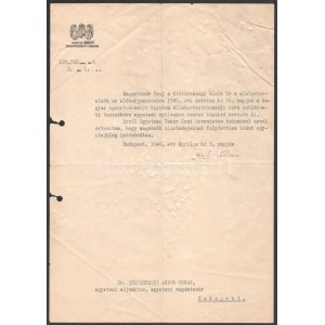 1946 Bp., Dobi István leendő miniszterelnök, államfő által aláírt hivatalos okirat