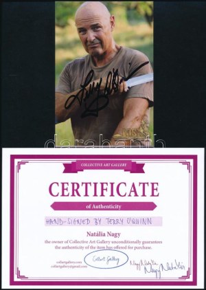 Terry O'Quinn (1952-) amerikai színész aláírása az őt ábrázoló fotón / autograph signature