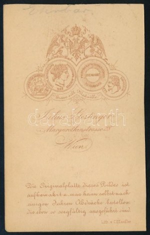 cca 1870 Friedrich Ehrbar (1827-1905) osztrák zongoragyáros, keményhátú fotó Gertinger bécsi műterméből, 10,5×6...