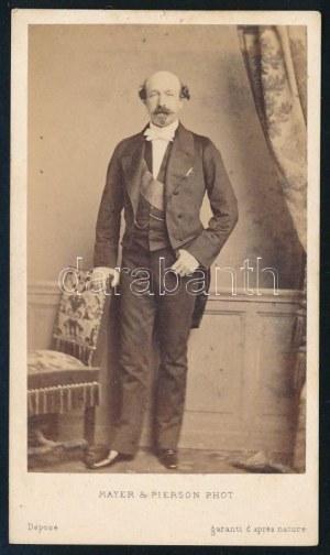 cca 1856 Charles Morny (1811-1865) francia államférfi, keményhátú fotó Mayer és Pierson műterméből, 10,5×6...