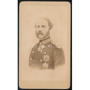 cca 1880 IX. Keresztély dán király (1818-1906) portréja, vizitkártya, 10,5x6 cm // cca 1880 Christian IX...