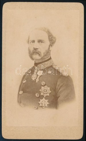 cca 1880 IX. Keresztély dán király (1818-1906) portréja, vizitkártya, 10,5x6 cm // cca 1880 Christian IX...