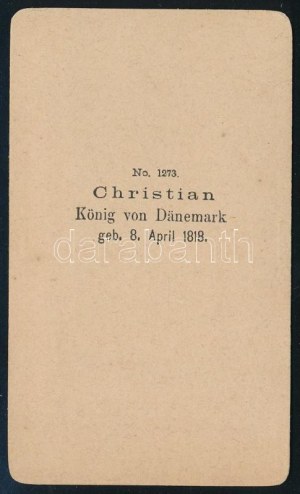 cca 1880 IX. Keresztély dán király (1818-1906) portréja, vizitkártya, 10,5x6 cm // cca 1880 Christian IX...