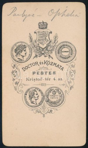 cca 1872 Pauliné Markovits Ilka (1839-1915) opera-énekesnő portréja, keményhátú fotó Doctor és Kozmata pesti műterméből...