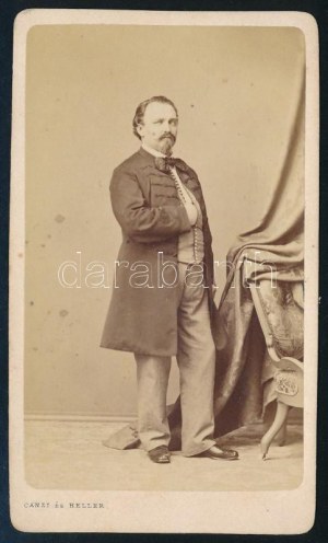 cca 1870 Stéger Xavér Ferenc (1824-1911) operaénekes (tenor) egészalakos portréja...