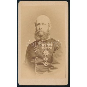 cca 1880 II. Frigyes Ferenc mecklenburg-schwerini nagyherceg (1823-1883) portréja, vizitkártya, 10,5x6 cm /...