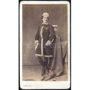ifj. Lendvai Márton (1830-1875) magyar színész vizitkártya fotója Pesky Ede műterem 7x9 cm