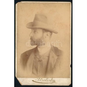 Konti József (1852-1905) karmester, zeneszerző portréja, keményhátú fotó Strelisky budapesti műterméből...