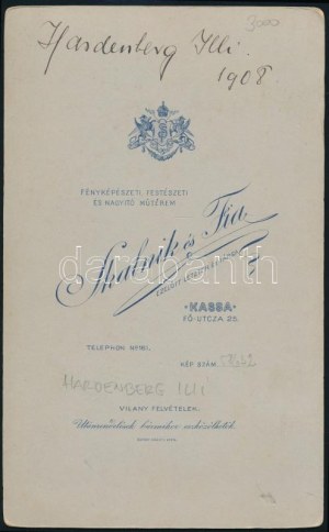 1908 gróf Hardenberg Ilona Vilma (1888-?), nagybaczoni Keresztes Kálmán (1881-1928...