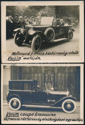 cca 1920 A francia elnöki hivatal Voisin automobiljai, az egyik felvételen épp Alexandre Millerand (1859-1943...