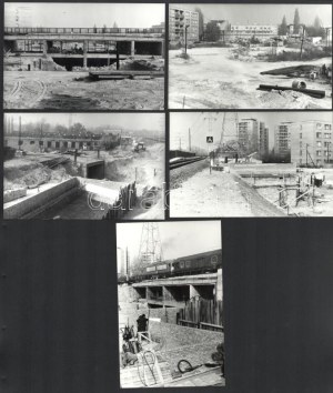 1988 Budapest, Újpest állomás felszíni munkálatai, 13 db vintage ezüstzselatinos fotó, datált, jelzett, feliratozott...