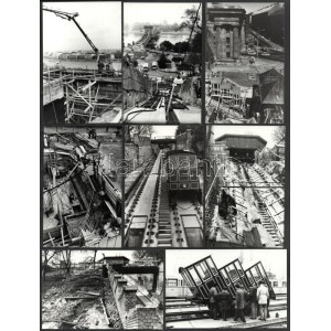 1985 Budapest, a budavári sikló építése idején, 13 db vintage ezüstzselatinos fotó, datált, többsége jelzett...